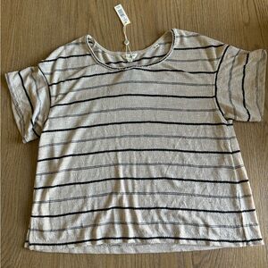Max Studio Striped Short Sleeve Top